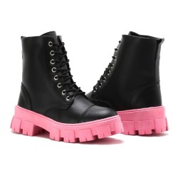 Bota Botinha Coturno Feminina Sola Tratorada Colorida Ziper