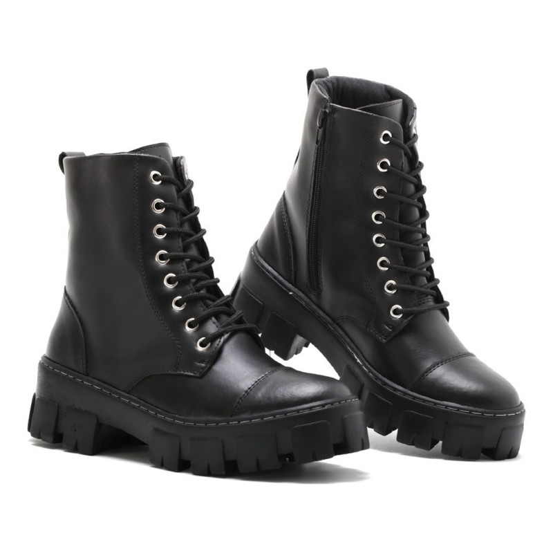 Bota Botinha Coturno Feminina Sola Tratorada Colorida Ziper