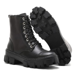 Bota Botinha Coturno Feminina Sola Tratorada Colorida Ziper