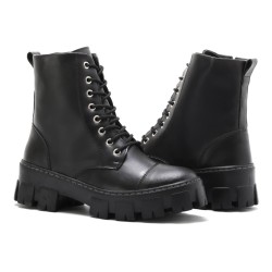 Bota Botinha Coturno Feminina Sola Tratorada Colorida Ziper