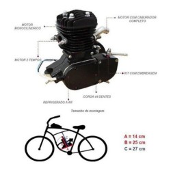 Kit Completo Motor P/ Bicicleta Motorizada 80cc 