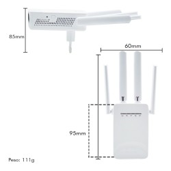 Repetidor Wifi 2800m 4 Antenas Amplificador De Sinal